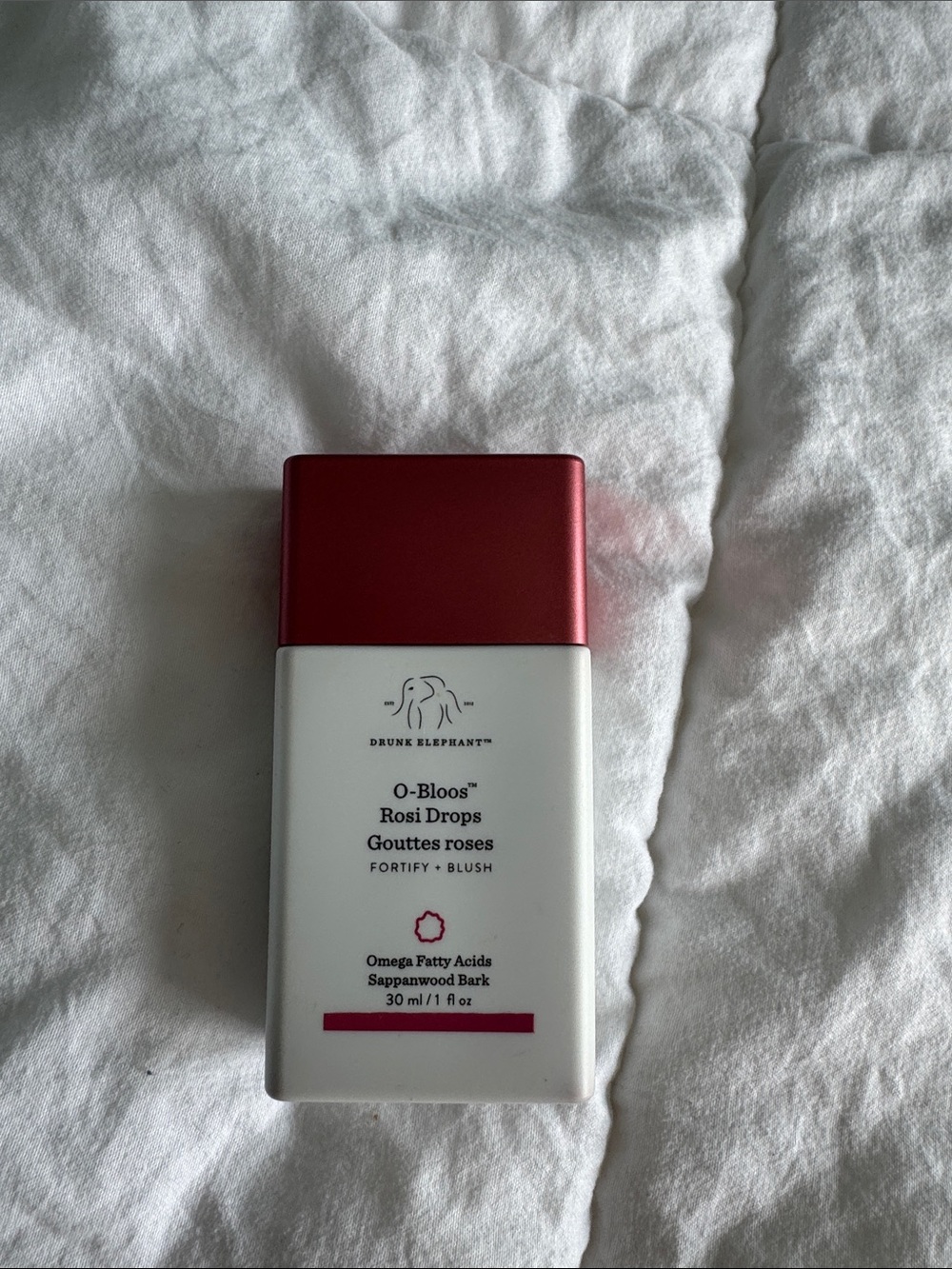 NEVER USED Drunk Elephant O-Bloos Rosi Drops Blush Serum — Red Cap, White Bottle